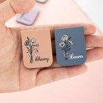 Personalisierter mehrfarbiger Geburtsblumen Strauß magnetischer PU-Leder Lesezeichen Clip mit Namen Geburtstag Geschenk für Bücherwurm Buchliebhaber