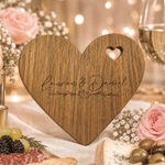 Personalized Heart Shape Name & Date Design Charcuterie Cheese Board with Knife Wedding Party Housewarming Gift for Newlyweds Family