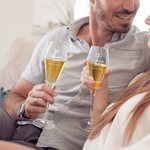 Personalized Engraved Monogram Design Gold Rim Champagne Tulip Glasses Set of 2 Engagement Wedding Anniversary Gift for Newlywed Couple