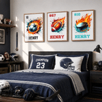 Personalized Soccer Basketball Canvas Prints with Name and Number Modern Living Room Decor Ship from USA Birthday Gift for Kids Teenagers