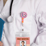 Personalised Stethoscope Birthstone Birth Flower Tassel Bead Retractable Badge Reel with Name Appreciation Birthday Gift for Doctor Nurse
