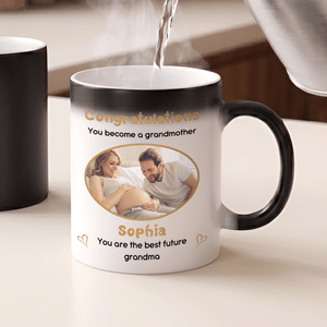 Personalised Pregnancy Announcement Heat-Activated Ceramic Mug with Photo and Name Baby Announcement Gift for Expectant Mothers New Parents