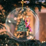 Personalised The Year I Beat A Cancer Acrylic Ceramic Ornament with Name Tree Decor Christmas Gift for Family Friends