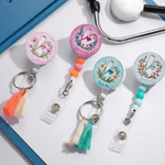 Personalised Stethoscope Birthstone Birth Flower Tassel Bead Retractable Badge Reel with Name Appreciation Birthday Gift for Doctor Nurse