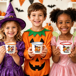 Personalized Halloween Cartoon Character Photo 12 oz Enamel Mug with Name and Initial Halloween Party Gift for Kids