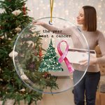 Personalised The Year I Beat A Cancer Acrylic Ceramic Ornament with Name Tree Decor Christmas Gift for Family Friends
