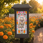Personalized Waterproof Sugar Skull Pet Photo Solar Garden Light with Name Garden Use Memorial Day of the Dead Gift for Pet Owners Lovers