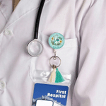 Personalised Stethoscope Birthstone Birth Flower Tassel Bead Retractable Badge Reel with Name Appreciation Birthday Gift for Doctor Nurse