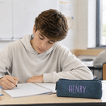 Gepersonaliseerd, veelkleurig en stevig potloodetui van corduroy met naam – cadeau voor het nieuwe schooljaar of een verjaardag, voor studenten en collega’s