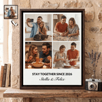 Personalized 4-20 Photos Canvas Print with Name Text Ship from USA Home Decor Wedding Anniversary Housewarming Gift for Couple Newlywed