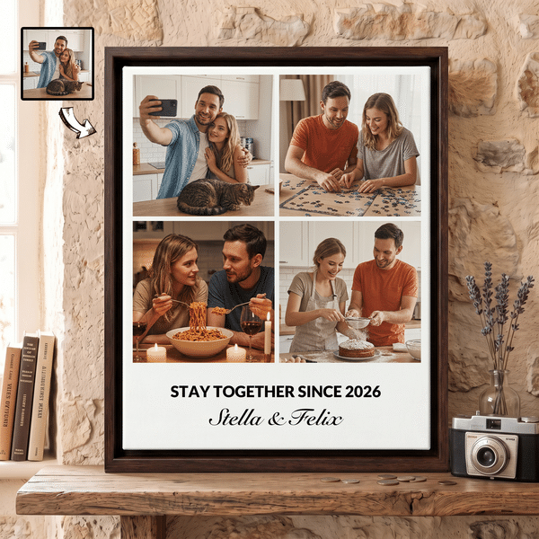 Personalized 4-20 Photos Canvas Print with Name Text Ship from USA Home Decor Wedding Anniversary Housewarming Gift for Couple Newlywed