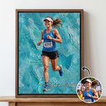 Personalized Oil Painting Style Marathon Sports Photo Canvas Prints with Name Home Decor Ship from USA Birthday Team Gift for Marathon Lover