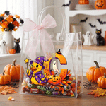 Personalised Halloween Yellow Duck Clear Gift Bag with Name Daily Use Halloween Party Gift for Kids