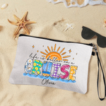 Personalised Life Is Better On A Cruise Makeup Bag with Wrist Strap and Name Travel Accessories Birthday Gift for Women Cruise Lovers