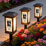 Personalised Minimalist Style Photo Solar Garden Light with Name Text and Year Garden Yard Cemetrey Decor Memorial Gift for Family