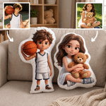 Personalized Cartoon Character Photo Human-Shaped Throw Pillow Home Decor Birthday Graduation Gift for Kids Friends