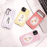Personalised Watercolour Pet Photo Portrait Striped Phone Case for iPhone Samsung with Name Daily Use Birthday Gift for Pet Lovers