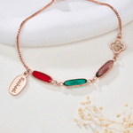 Personalized Birthstone Baby's Breath Flower Adjustable Bracelet with Name Exquisite Jewelry Daily Wear Birthday Anniversary Gift for Girls Women