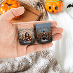 Personalized Cartoon Vampire Magnetic PU Leather Bookmark Clip with Name and Photo Halloween Gift for Book Lovers Bookworms