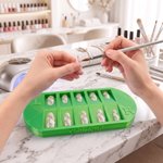 Personalized Multicolour 10-Groove Oval Nail Organizer Tray with Text Desk Decor Anniversary Birthday Gift for Women and Manicurists
