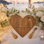 Personalized Heart Shape Name & Date Design Charcuterie Cheese Board with Knife Wedding Party Housewarming Gift for Newlyweds Family