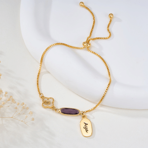 Personalised Birthstone Baby's Breath Flower Adjustable Bracelet with Name Exquisite Jewellery Daily Wear Birthday Anniversary Gift for Girls Women