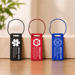 Personalised Identification Medical Alert Symbol ID Luggage Tag with Text Backpack Accessory Emergency Survival Birthday Gift for Autism Friend Family