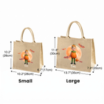 Personalised Cute Halloween Character Design Photo Large Capacity Jute Tote Bag with Name Halloween Party Gift for Family Kids