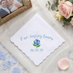 Op maat gemaakt voor ‘Happy Tears’ – Bruiloftszakdoek van 100% katoen met geborduurde initiaal en datum – Bruiloftscadeau voor de bruid en de ouders van de bruid