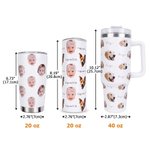 Personalized Cute 1-8 Face Photos 20 oz 40 oz Tumbler with Text and Straw Travel Accessories Birthday Gift for Family Friends