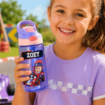 Personalized Fantasy Racing Car Photo 16 oz Water Bottle with Name Outdoor Supplies Back to School Birthday Gift for Kids Students