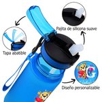 Botella de agua infantil personalizada con inicial y animal con pajita de silicona de 500 ml regalo de cumpleaños vuelta al cole para niños y niñas