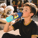 Personalized Chinese Lion Dance Cartoon Character 17 oz 22 oz 34 oz Water Bottle with Name and Initial Back to School Gift for Kids Teenagers