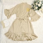 Personalised Glitter Text Ruffled V-Neck Satin Finish Robe Wedding Party Bridal Shower Gift for Bridesmaid Flower Girl