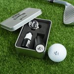 Personalized Golf-Themed Monogram Letter Pattern Golf Ball Stamp Hat Clip Set with Name and Date Golf Club Game Day Birthday Gift for Golf Lovers