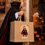 Personalised Cute Halloween Character Design Photo Large Capacity Jute Tote Bag with Name Halloween Party Gift for Family Kids