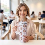 Personalized Cute 1-8 Face Photos 20 oz 40 oz Tumbler with Text and Straw Travel Accessories Birthday Gift for Family Friends