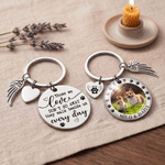 Personalized Angel Wing Paw Heart Pet Photo Keychain with Text Pet Loss Sympathy Memorial Gift for Pet Owner