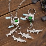 Personalised Mini Rotatable Fishing Reel Pendant Ring Necklace with Detachable Letter and Fish Charm Birthday Gift for Husband Dad Fishing Lover