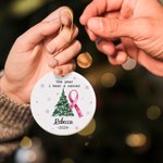 Personalised The Year I Beat A Cancer Acrylic Ceramic Ornament with Name Tree Decor Christmas Gift for Family Friends