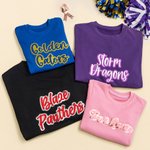 Personalized Puff Embossed Glitter Sports Mascot Sweatshirt with Team Name and Text Daily Wear Back to School Game Day Gift for Teammate Athlete