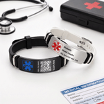 Personligt anpassat, justerbart ”Star of Life”-armband för medicinsk larmfunktion med ID-namnskylt och text – vardags- och resebruk, medicinsk present till patienter och barn