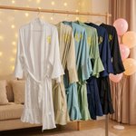 Personalised Glitter Text Ruffled V-Neck Satin Finish Robe Wedding Party Bridal Shower Gift for Bridesmaid Flower Girl