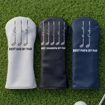 Personalised 1-6 Golf Clubs Pattern Name PU Leather Golf Club Head Cover with Text Golf Tools Anniversary Retirement Gift for Golf Player Man