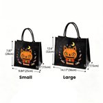 Personalised Halloween-Themed Fun Cat Head Large Capacity Jute Tote Bag with Name Halloween Party Gift for Family Kids