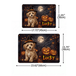 Personalized Halloween Theme Pet Photo Waterproof Pet Feeding Mat with Name Pet Supplies Housewarming Halloween Gift for Pet Owners