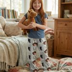 Personalised Horseshoe Paw Print Carrot Funny Face Photo Soft Pyjama Bottoms with Name Daily Wear Birthday Gift for Family Pet Owners