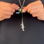 Personalised Mini Rotatable Fishing Reel Pendant Ring Necklace with Detachable Letter and Fish Charm Birthday Gift for Husband Dad Fishing Lover