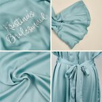 Personalised Glitter Text Ruffled V-Neck Satin Finish Robe Wedding Party Bridal Shower Gift for Bridesmaid Flower Girl