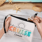 Personalised Life Is Better On A Cruise Makeup Bag with Wrist Strap and Name Travel Accessories Birthday Gift for Women Cruise Lovers